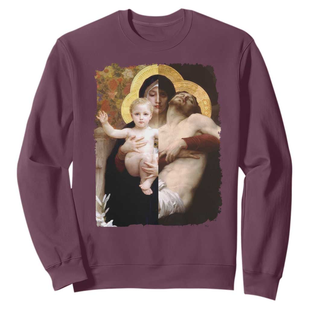 Jesus Christ and Mother Mary William Adolphe Bouguereau Art Sweatshirt TS11 Maroon Print Your Wear