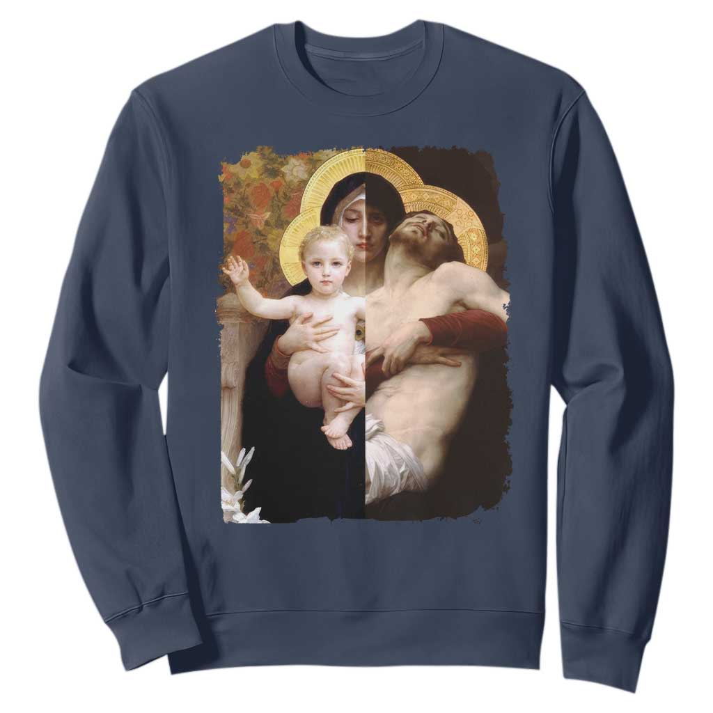 Jesus Christ and Mother Mary William Adolphe Bouguereau Art Sweatshirt TS11 Navy Print Your Wear