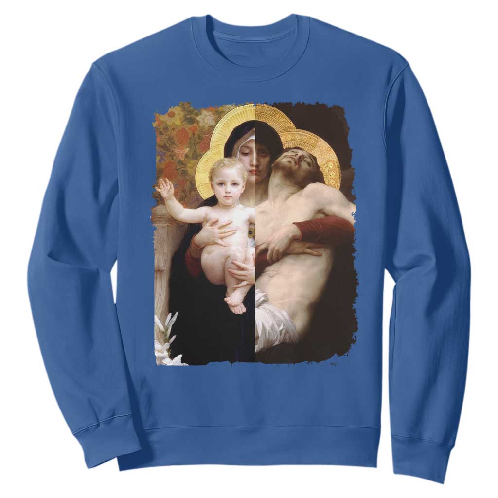 Jesus Christ and Mother Mary William Adolphe Bouguereau Art Sweatshirt TS11 Royal Blue Print Your Wear