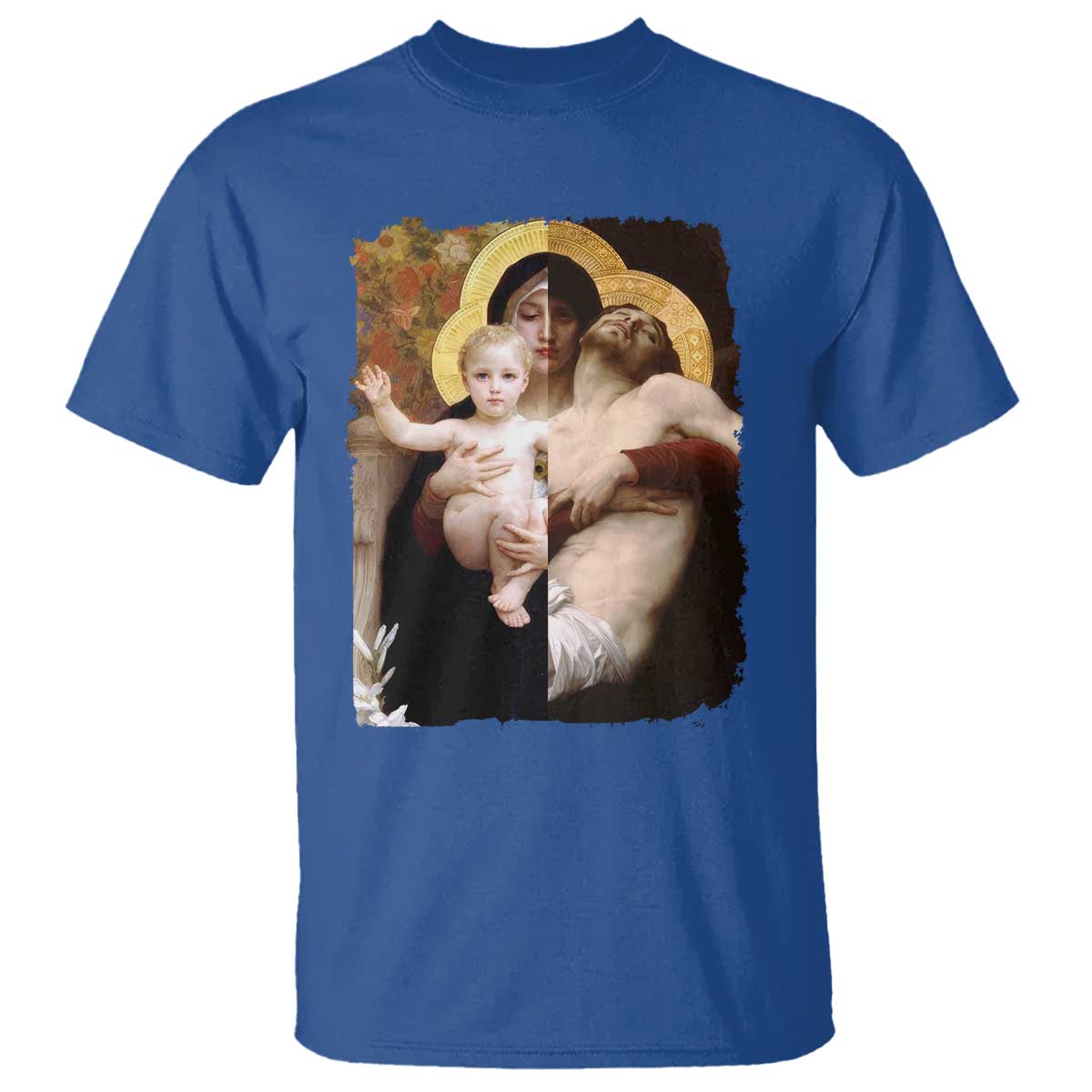 Jesus Christ and Mother Mary William Adolphe Bouguereau Art T Shirt TS11 Royal Blue Print Your Wear
