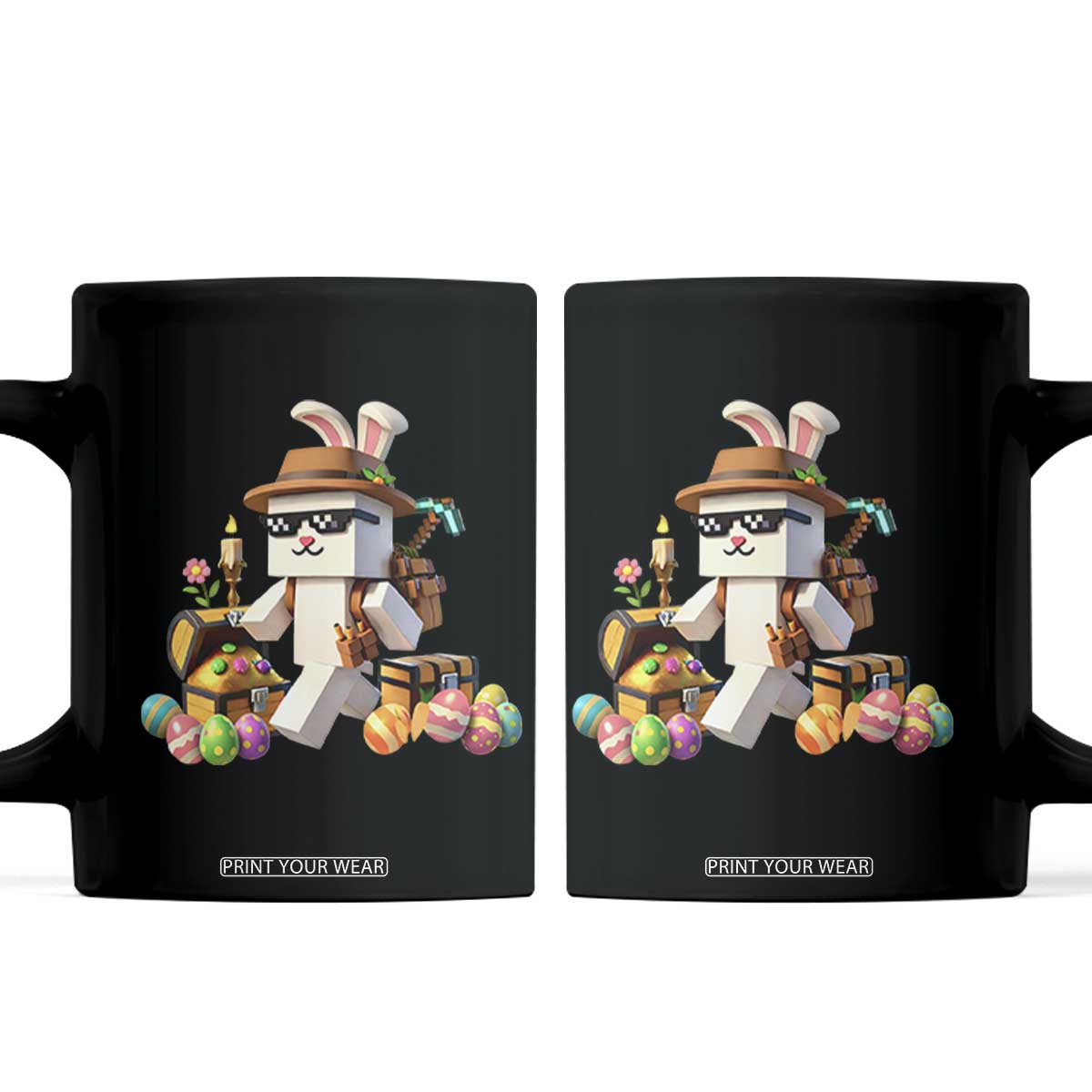 Funny Easter Day Bunny Miner Egg Video Game Coffee Mug TS11 Black Print Your Wear