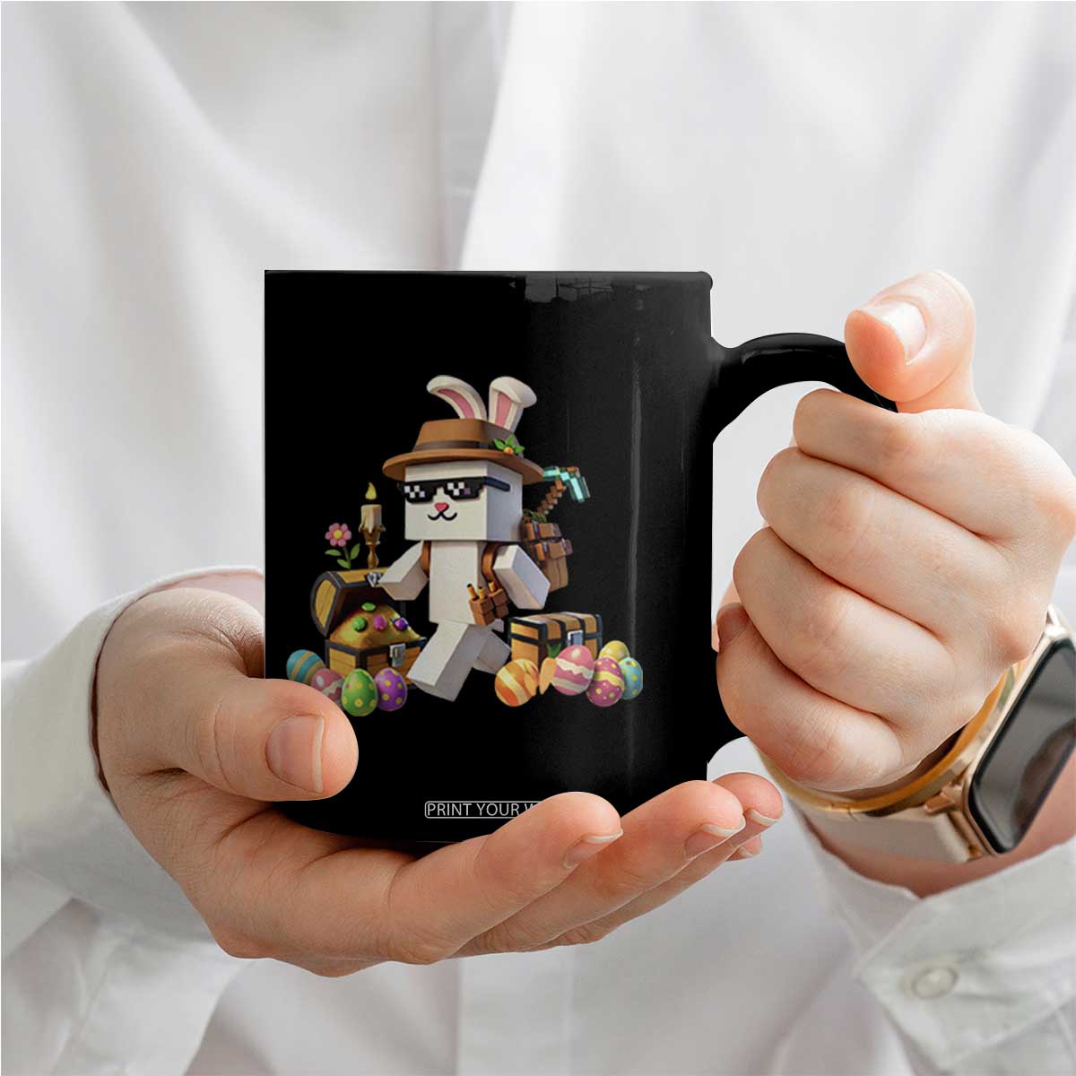 Funny Easter Day Bunny Miner Egg Video Game Coffee Mug TS11 Print Your Wear
