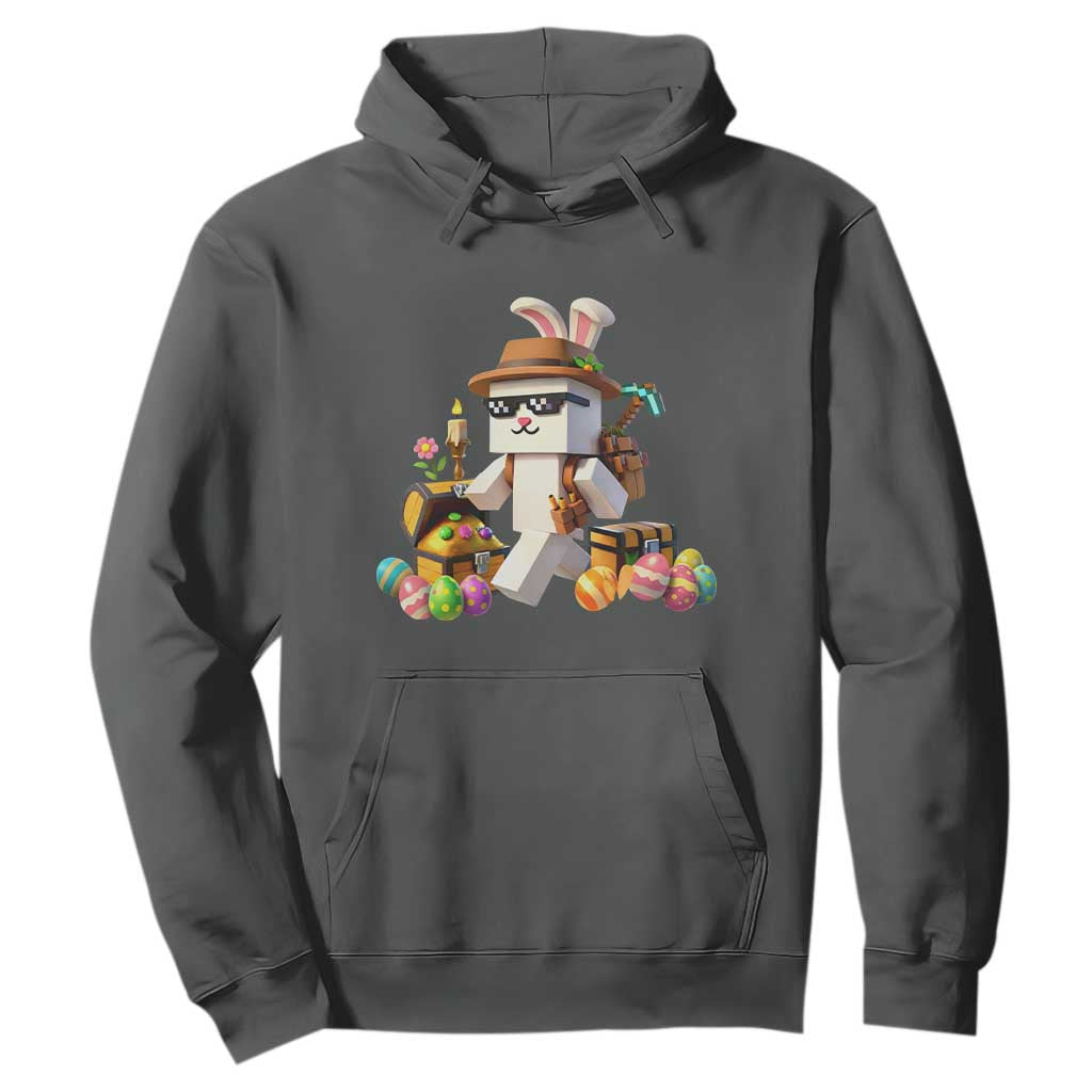 Funny Easter Day Bunny Miner Egg Video Game Hoodie TS11 Dark Heather Print Your Wear