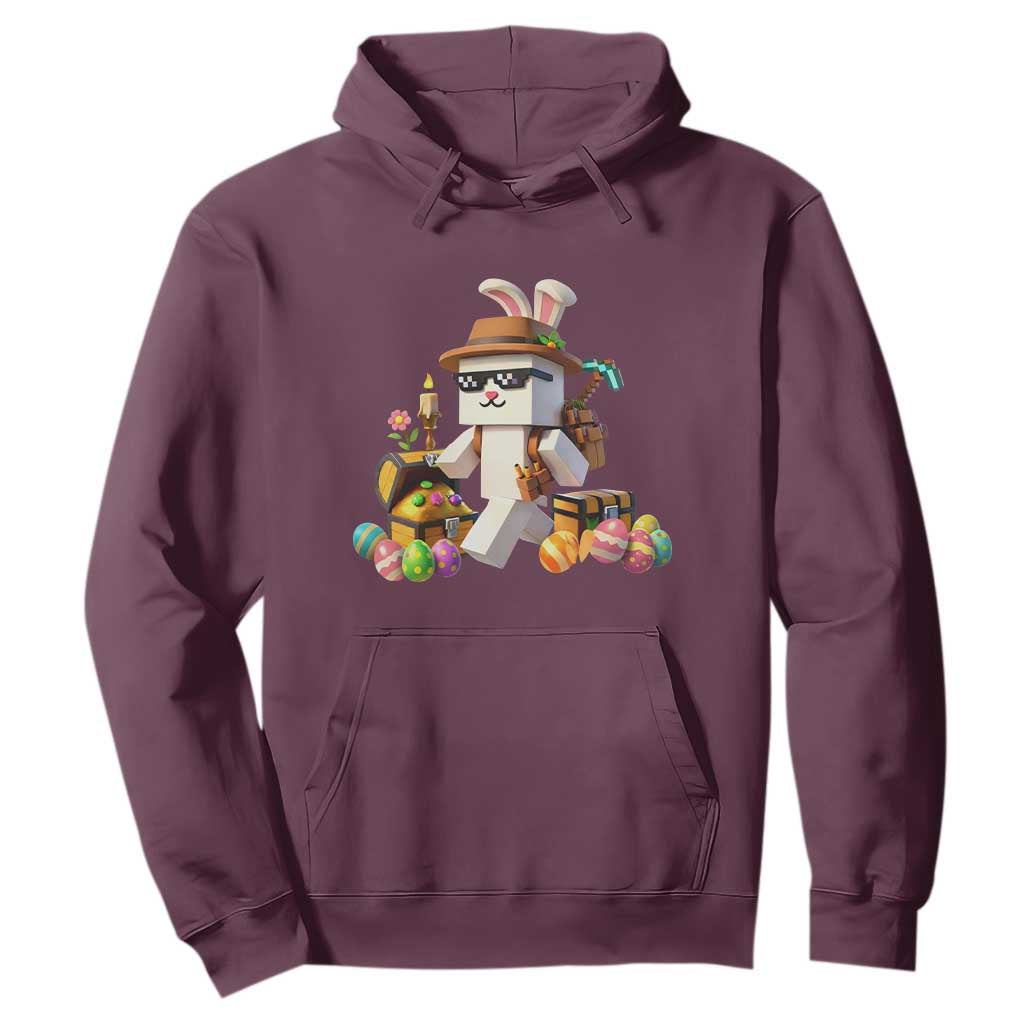 Funny Easter Day Bunny Miner Egg Video Game Hoodie TS11 Maroon Print Your Wear