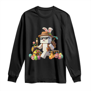 Funny Easter Day Bunny Miner Egg Video Game Long Sleeve Shirt TS11 Black Print Your Wear