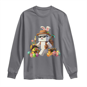 Funny Easter Day Bunny Miner Egg Video Game Long Sleeve Shirt TS11 Charcoal Print Your Wear