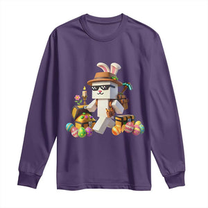 Funny Easter Day Bunny Miner Egg Video Game Long Sleeve Shirt TS11 Purple Print Your Wear