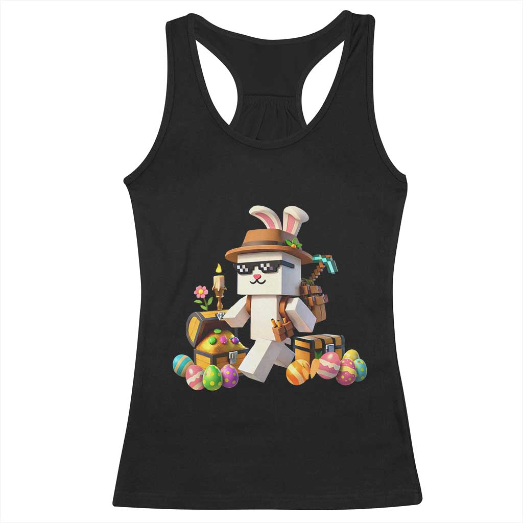 Funny Easter Day Bunny Miner Egg Video Game Racerback Tank Top TS11 Black Print Your Wear