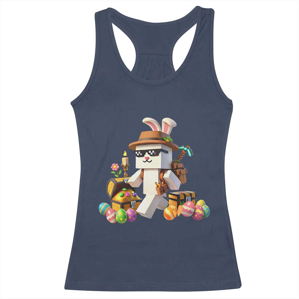 Funny Easter Day Bunny Miner Egg Video Game Racerback Tank Top TS11 Navy Print Your Wear