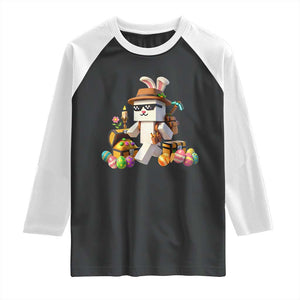 Funny Easter Day Bunny Miner Egg Video Game Raglan Shirt TS11 Black White Print Your Wear