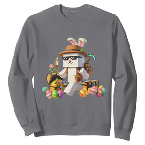 Funny Easter Day Bunny Miner Egg Video Game Sweatshirt TS11 Charcoal Print Your Wear