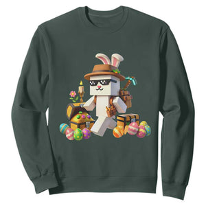Funny Easter Day Bunny Miner Egg Video Game Sweatshirt TS11 Dark Forest Green Print Your Wear