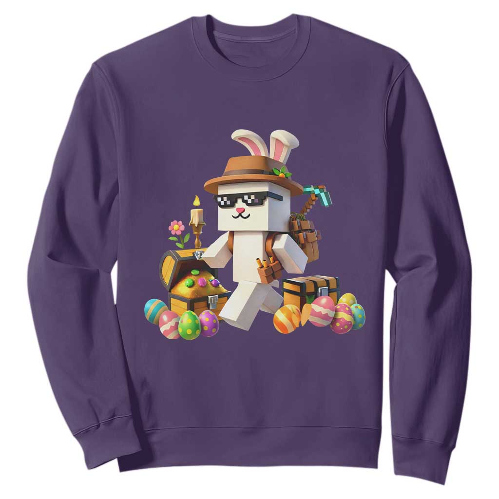 Funny Easter Day Bunny Miner Egg Video Game Sweatshirt TS11 Purple Print Your Wear