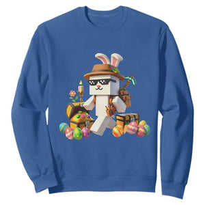 Funny Easter Day Bunny Miner Egg Video Game Sweatshirt TS11 Royal Blue Print Your Wear