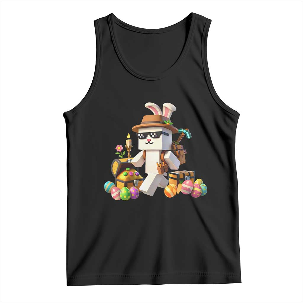Funny Easter Day Bunny Miner Egg Video Game Tank Top TS11 Black Print Your Wear