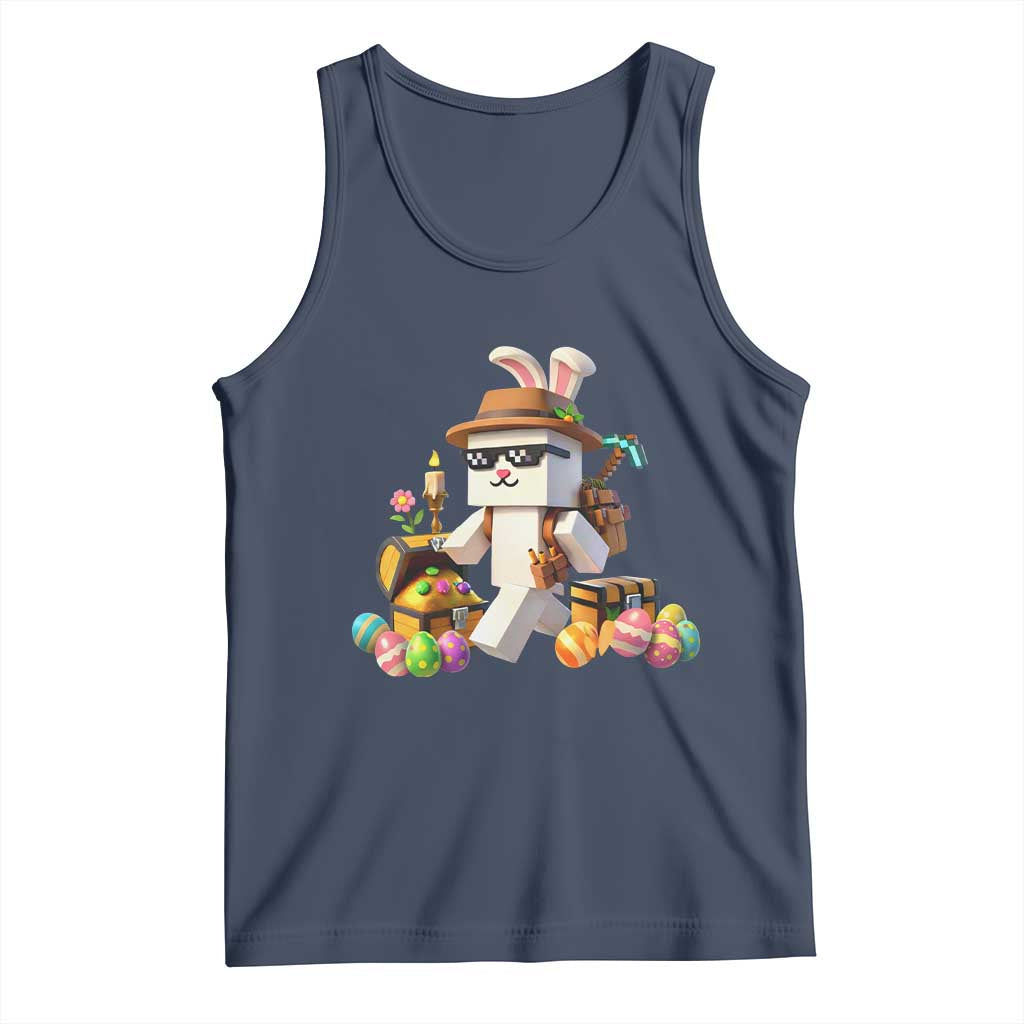 Funny Easter Day Bunny Miner Egg Video Game Tank Top TS11 Navy Print Your Wear