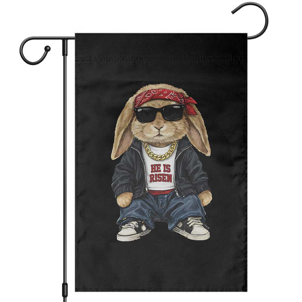 Hip Hop Easter Bunny He is Risen Jesus Religious Christian Garden Flag TS11 Black Print Your Wear
