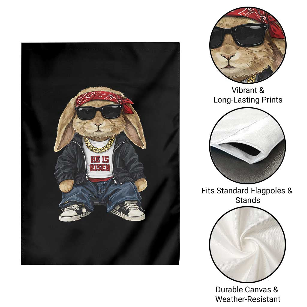Hip Hop Easter Bunny He is Risen Jesus Religious Christian Garden Flag TS11 Print Your Wear