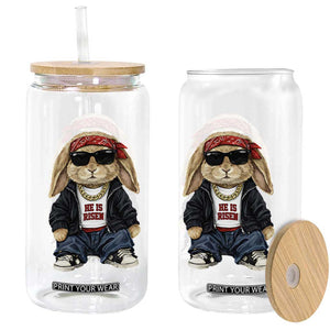 Hip Hop Easter Bunny He is Risen Jesus Religious Christian Glass Can TS11 Print Your Wear