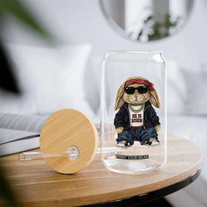 Hip Hop Easter Bunny He is Risen Jesus Religious Christian Glass Can TS11 Print Your Wear