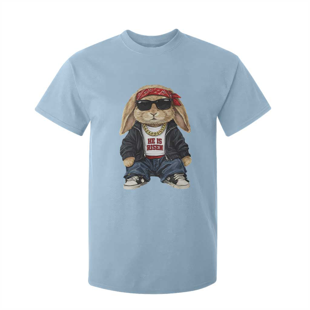 Hip Hop Easter Bunny He is Risen Jesus Religious Christian T Shirt For Kid TS11 Light Blue Print Your Wear