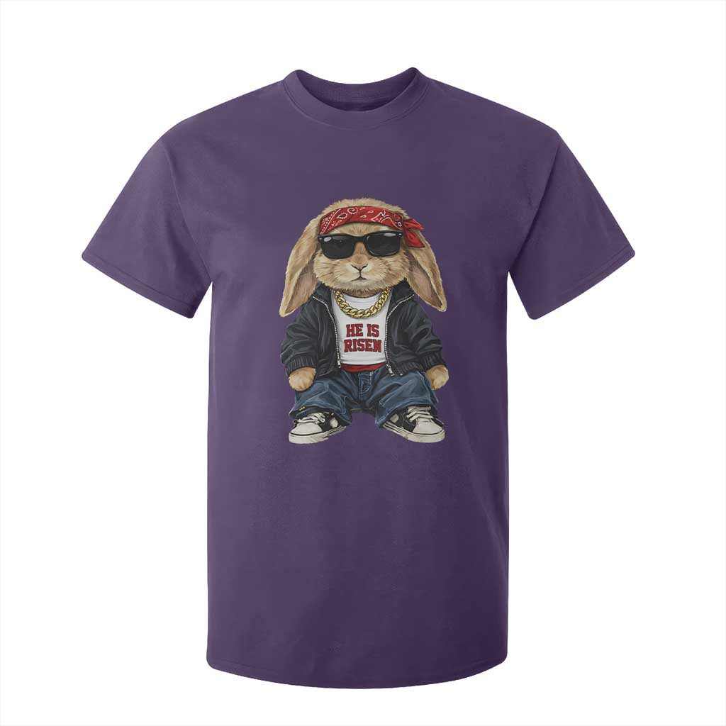 Hip Hop Easter Bunny He is Risen Jesus Religious Christian T Shirt For Kid TS11 Purple Print Your Wear