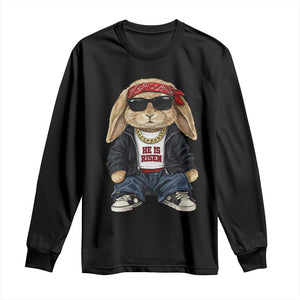 Hip Hop Easter Bunny He is Risen Jesus Religious Christian Long Sleeve Shirt TS11 Black Print Your Wear