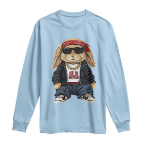 Hip Hop Easter Bunny He is Risen Jesus Religious Christian Long Sleeve Shirt TS11 Light Blue Print Your Wear