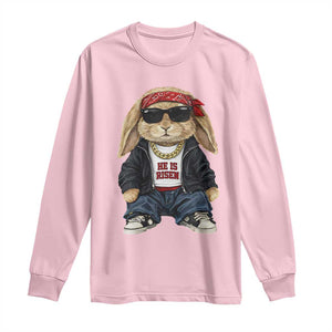 Hip Hop Easter Bunny He is Risen Jesus Religious Christian Long Sleeve Shirt TS11 Light Pink Print Your Wear