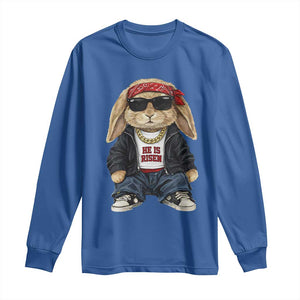 Hip Hop Easter Bunny He is Risen Jesus Religious Christian Long Sleeve Shirt TS11 Royal Blue Print Your Wear