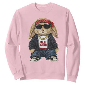 Hip Hop Easter Bunny He is Risen Jesus Religious Christian Sweatshirt TS11 Light Pink Print Your Wear