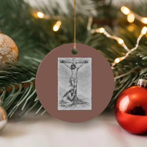 Jesus and St Mary Magdalene At The Cross Ceramic Ornament Vintage Catholic Lent TS11 1pc Mocha Print Your Wear