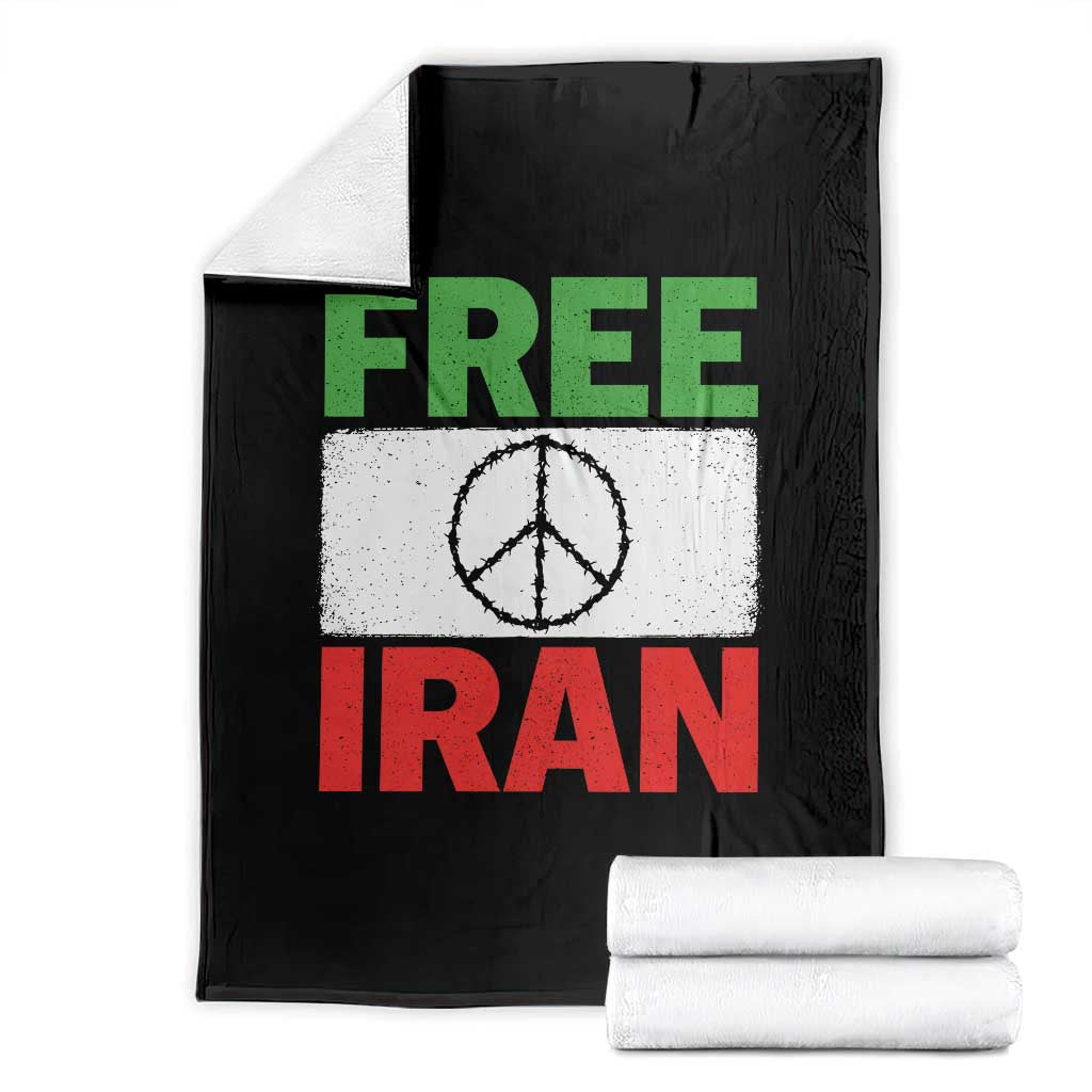 Free Iran Throw Blanket Stop War Barbed Wire Peace Sign TS11 Black Print Your Wear
