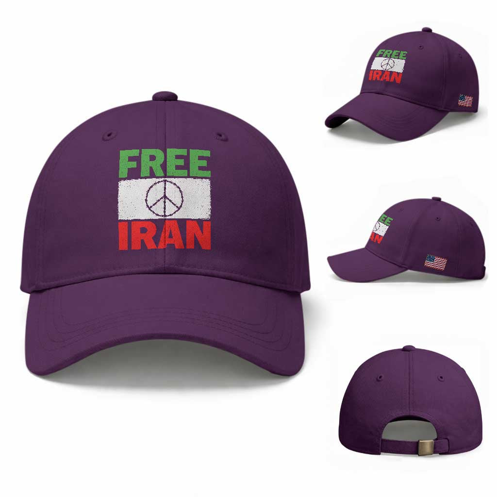 Free Iran Baseball Cap Stop War Barbed Wire Peace Sign TS11 Baseball Cap Universal Fit Purple Print Your Wear