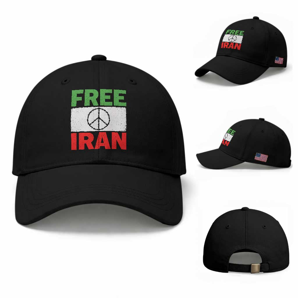 Free Iran Baseball Cap Stop War Barbed Wire Peace Sign TS11 Baseball Cap Universal Fit Black Print Your Wear