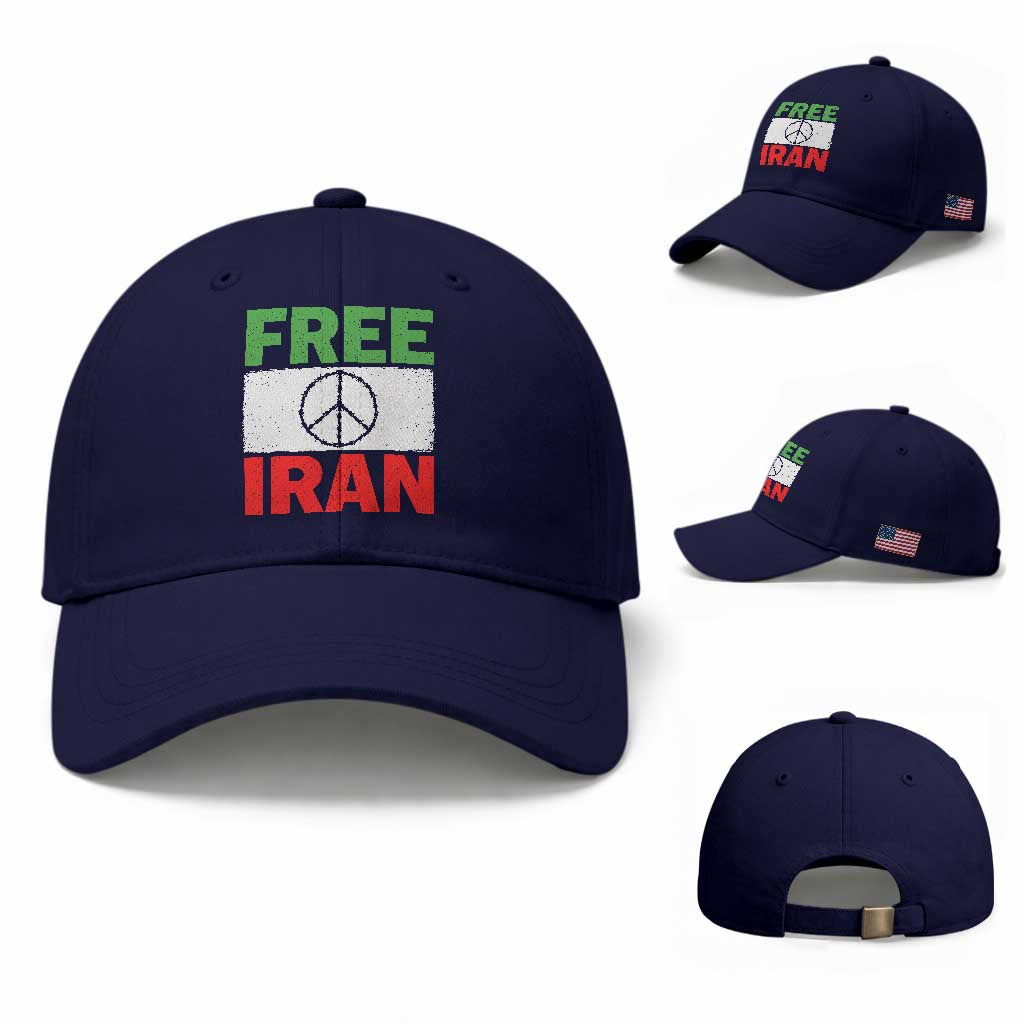 Free Iran Baseball Cap Stop War Barbed Wire Peace Sign TS11 Baseball Cap Universal Fit Dark Blue Print Your Wear