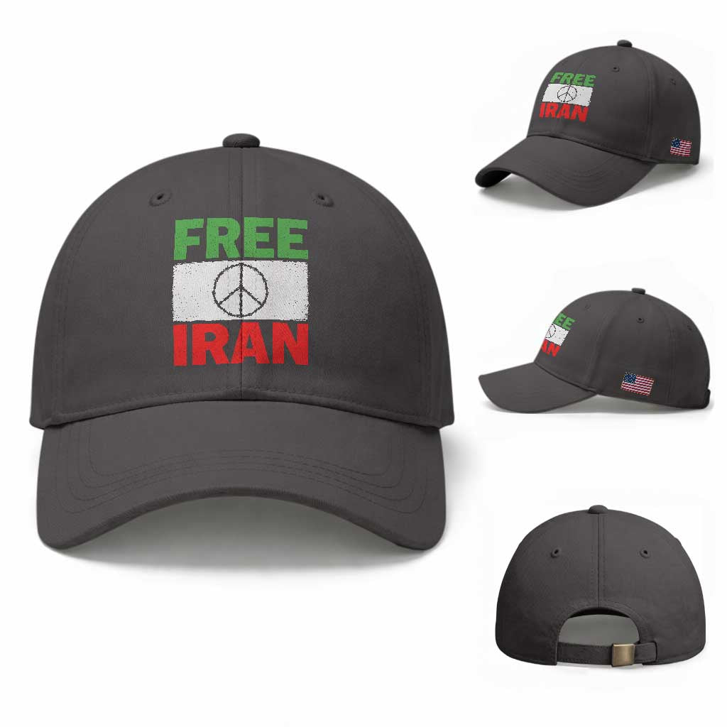 Free Iran Baseball Cap Stop War Barbed Wire Peace Sign TS11 Baseball Cap Universal Fit Dark Gray Print Your Wear