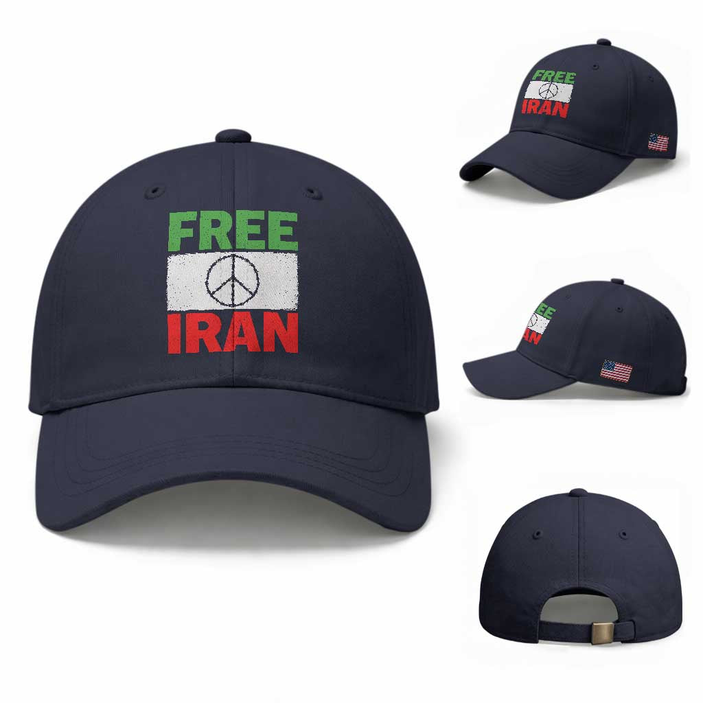 Free Iran Baseball Cap Stop War Barbed Wire Peace Sign TS11 Baseball Cap Universal Fit Navy Print Your Wear
