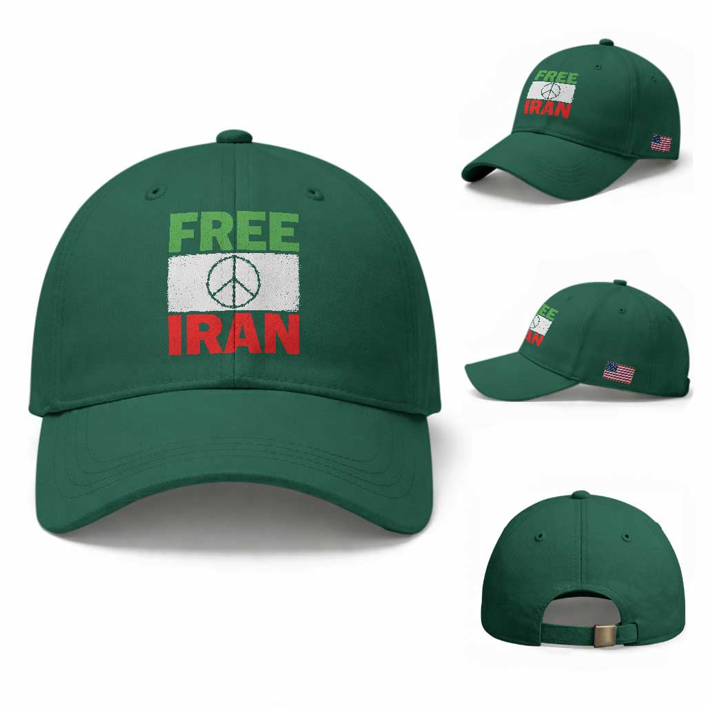 Free Iran Baseball Cap Stop War Barbed Wire Peace Sign TS11 Baseball Cap Universal Fit Irish Green Print Your Wear