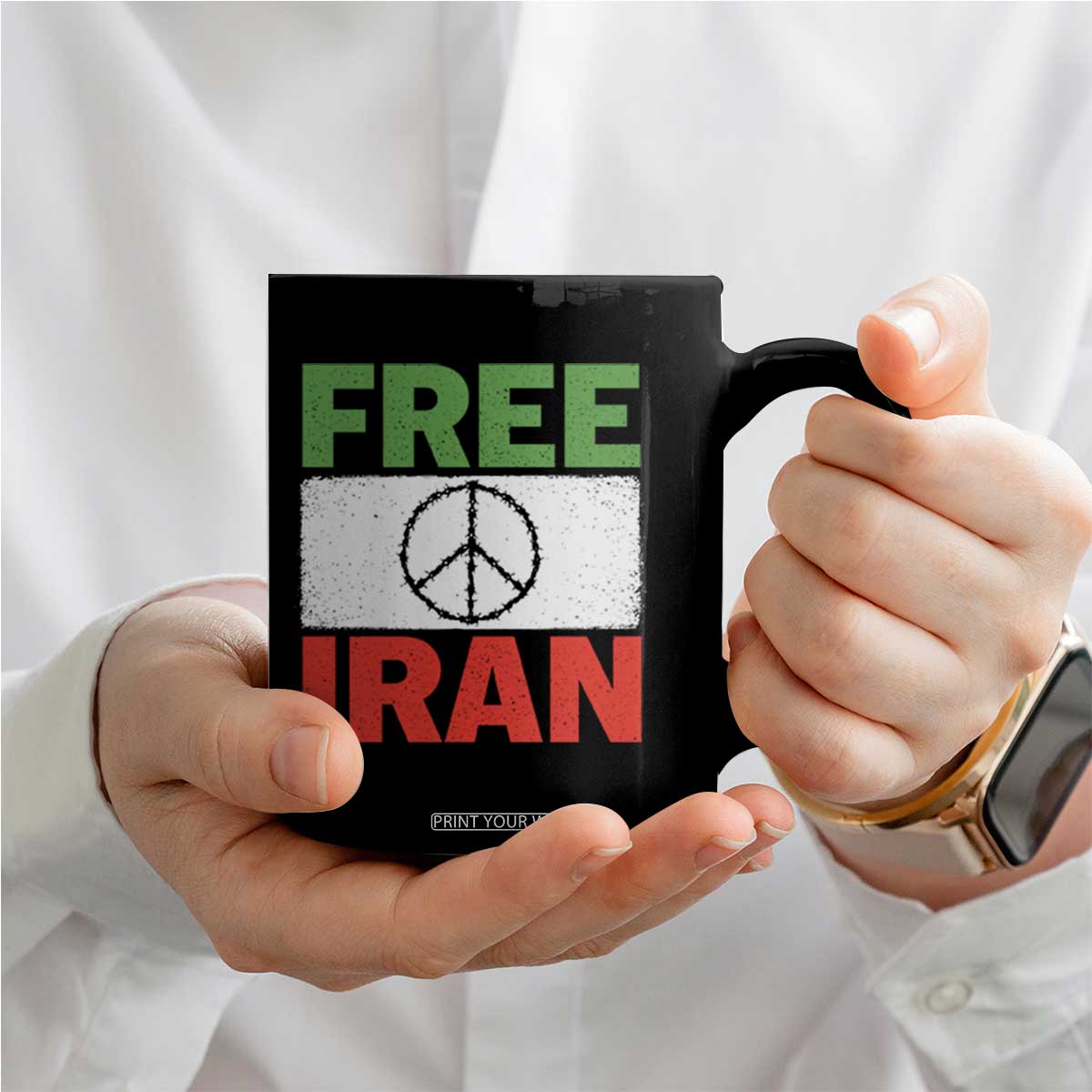 Free Iran Coffee Mug Stop War Barbed Wire Peace Sign TS11 Print Your Wear