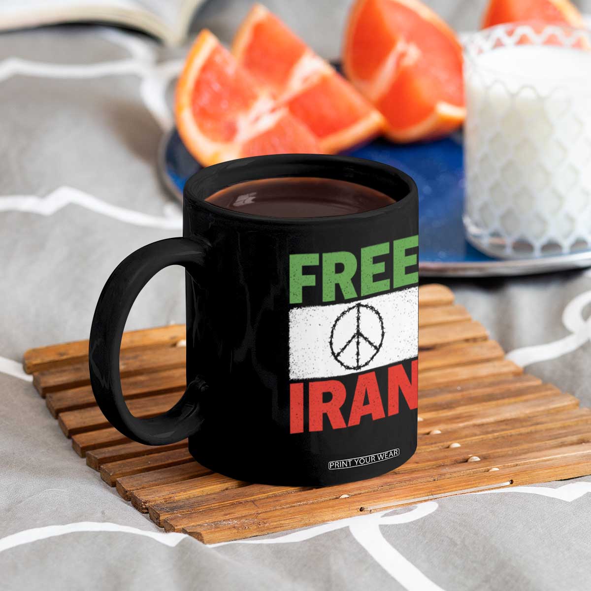 Free Iran Coffee Mug Stop War Barbed Wire Peace Sign TS11 Print Your Wear