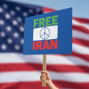 Free Iran Protest Sign Stop War Barbed Wire Peace Sign TS11 Horizontal 18" × 24" Blue Print Your Wear