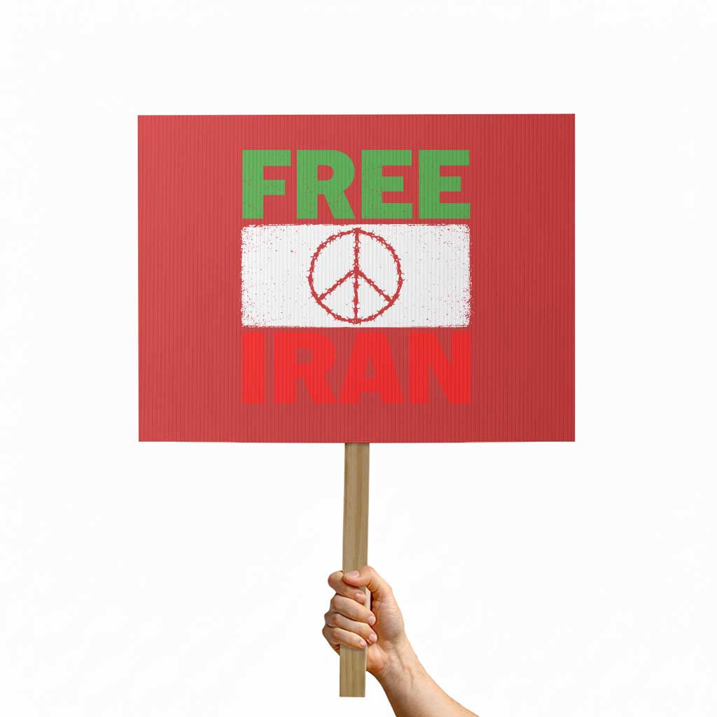 Free Iran Protest Sign Stop War Barbed Wire Peace Sign TS11 Horizontal 18