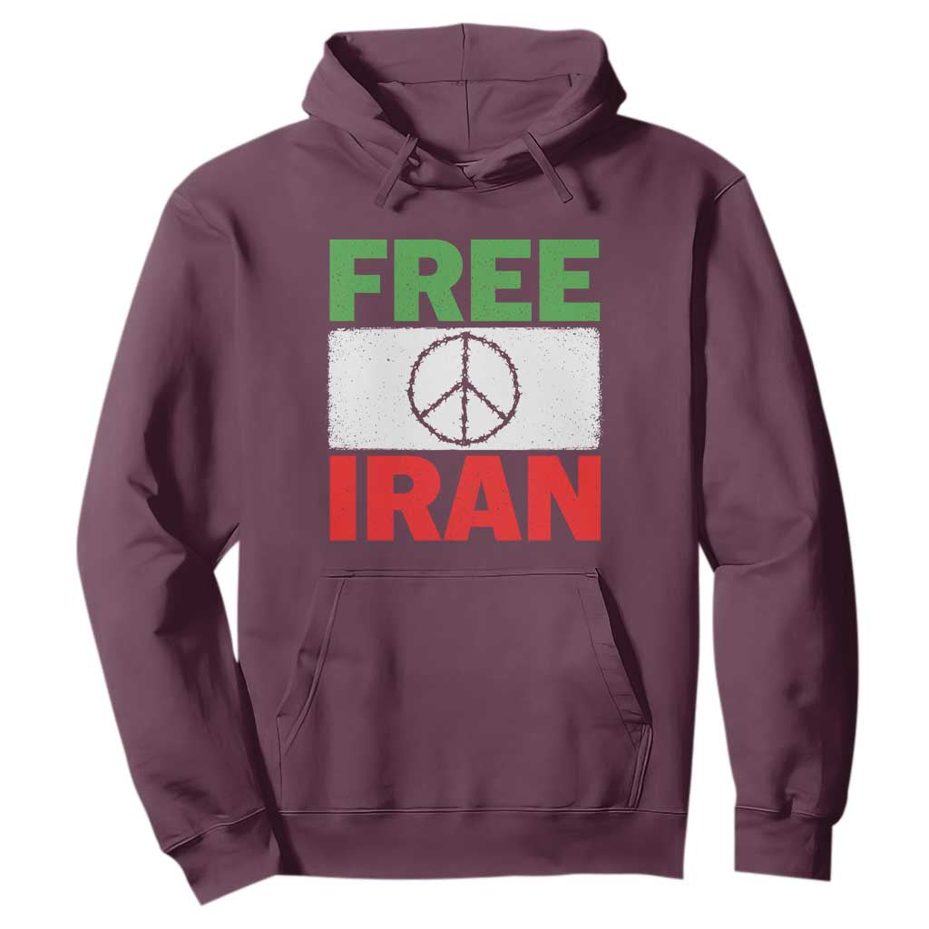 Free Iran Hoodie Stop War Barbed Wire Peace Sign TS11 Maroon Print Your Wear