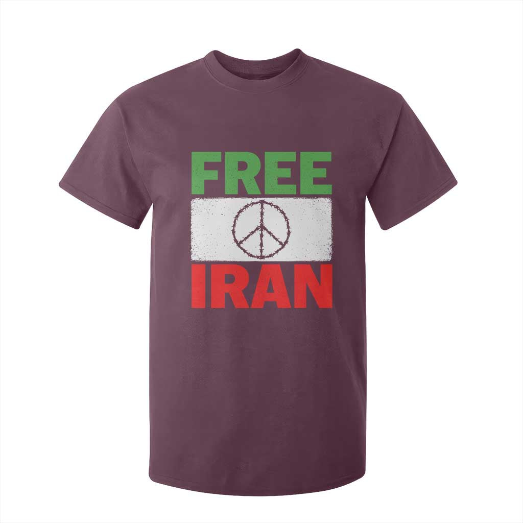 Free Iran T Shirt For Kid Stop War Barbed Wire Peace Sign TS11 Maroon Print Your Wear