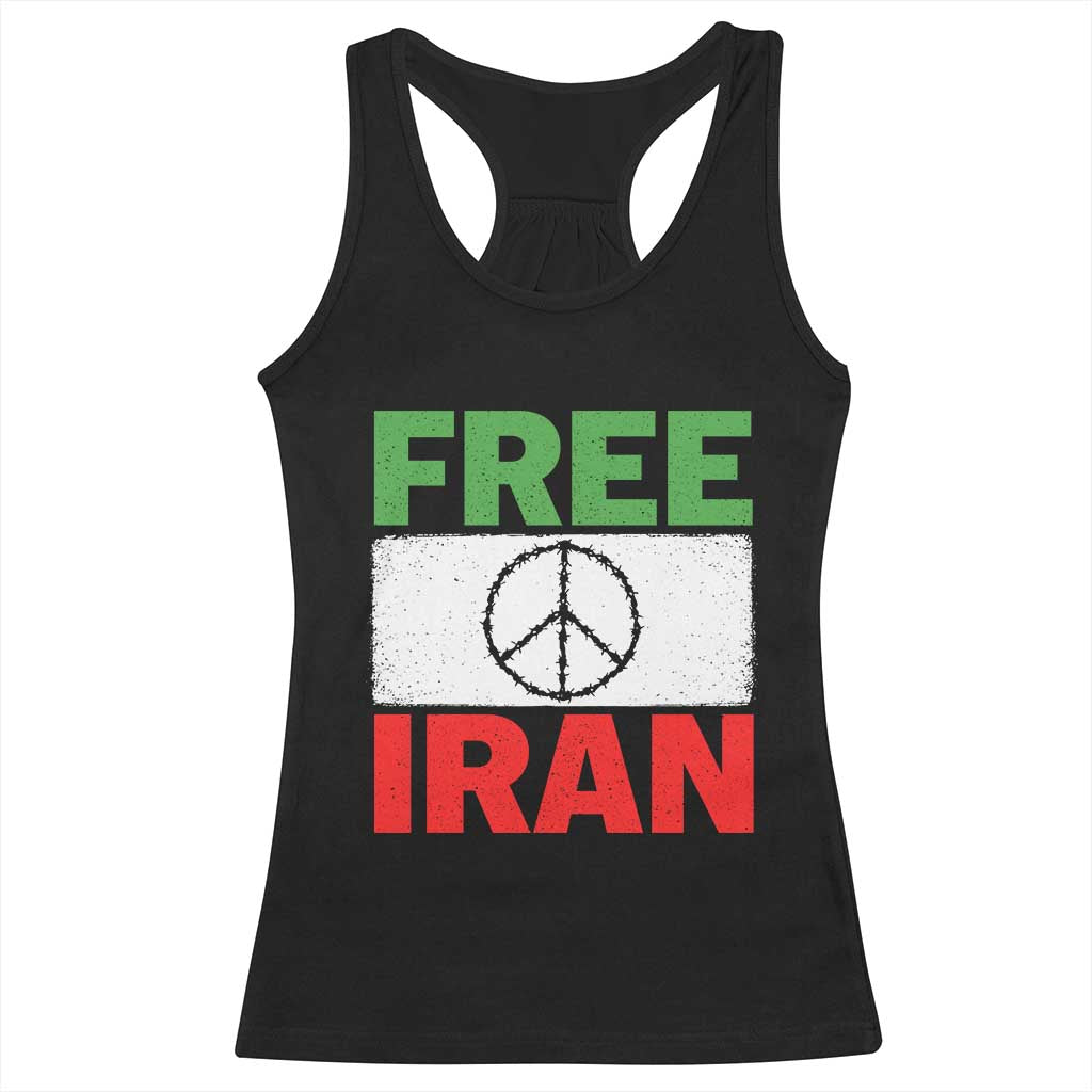Free Iran Racerback Tank Top Stop War Barbed Wire Peace Sign TS11 Black Print Your Wear