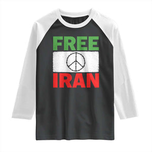 Free Iran Raglan Shirt Stop War Barbed Wire Peace Sign TS11 Black White Print Your Wear