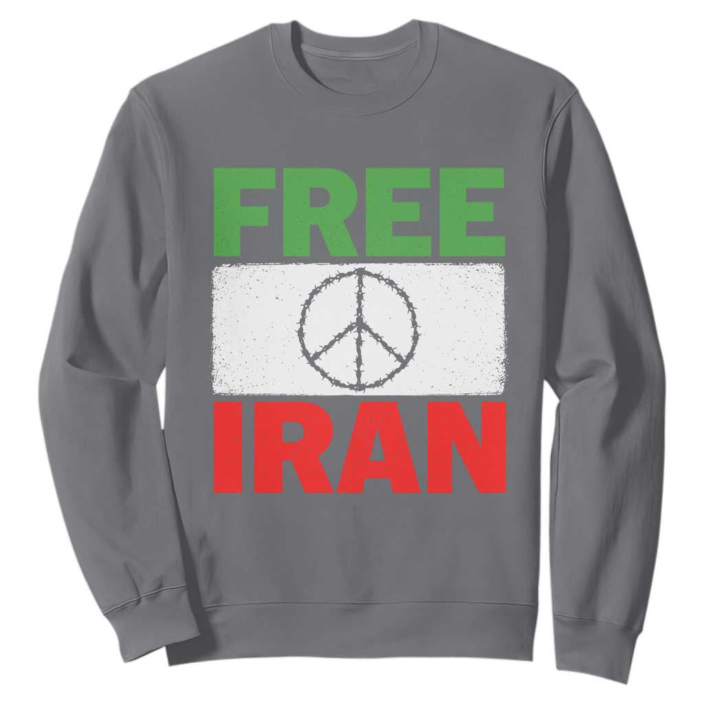 Free Iran Sweatshirt Stop War Barbed Wire Peace Sign TS11 Charcoal Print Your Wear