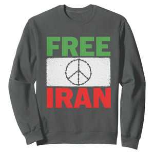 Free Iran Sweatshirt Stop War Barbed Wire Peace Sign TS11 Dark Heather Print Your Wear