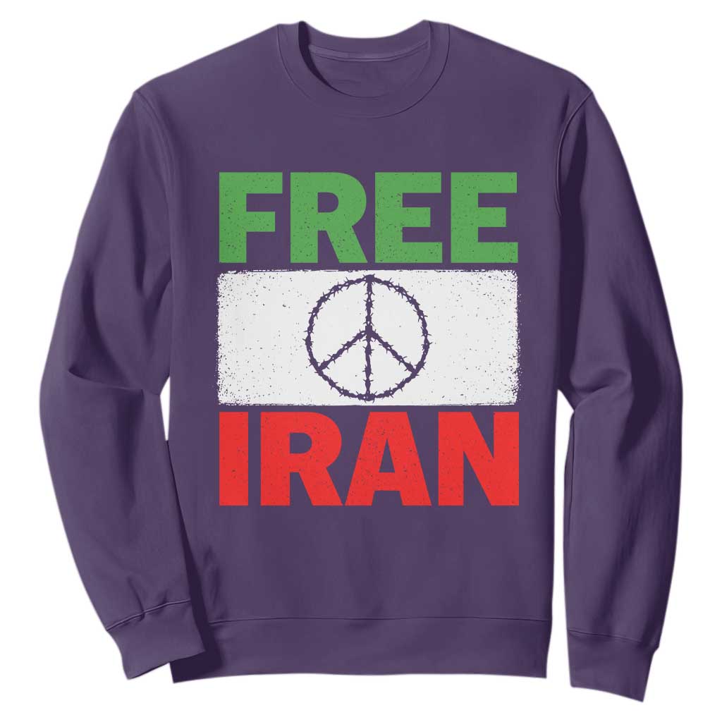 Free Iran Sweatshirt Stop War Barbed Wire Peace Sign TS11 Purple Print Your Wear